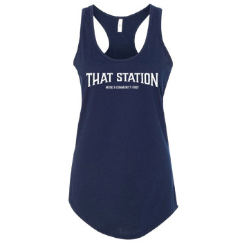 That Station Music & Community First Women's Racerback Tank -  Navy