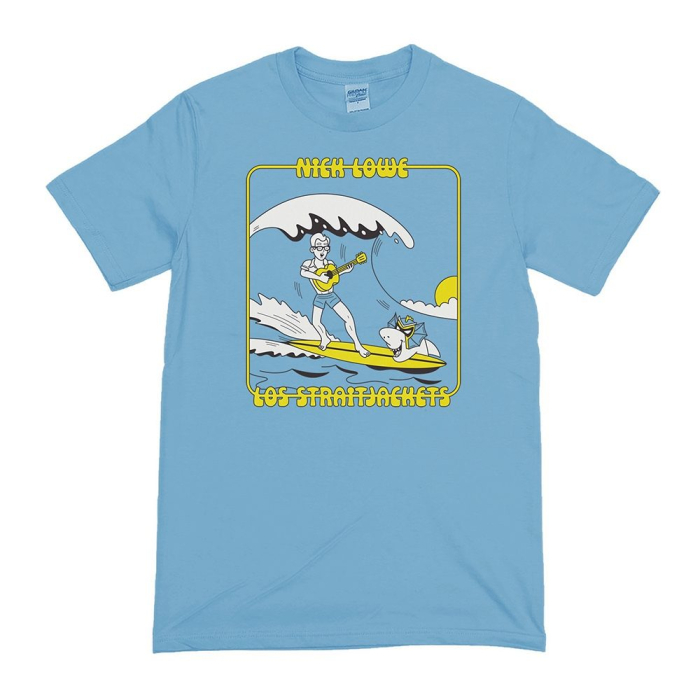 Nick Lowe & Los Straitjackets Surfing Shark T, Light Blue
