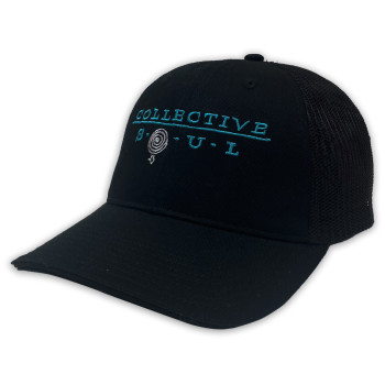 Collective Soul Logo Trucker Hat, Black with Black Mesh