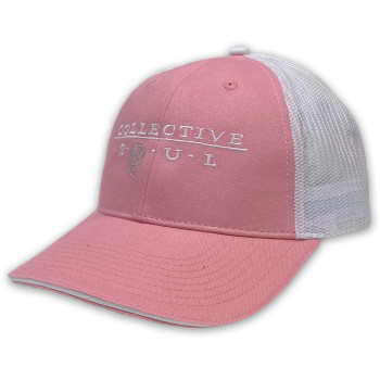 Collective Soul Logo Trucker Hat, Pink with White Mesh
