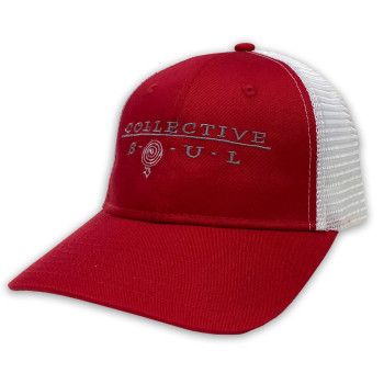 Collective Soul Logo Trucker Hat, Red with White Mesh