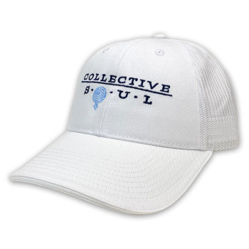Collective Soul Logo Trucker Hat, White with White Mesh