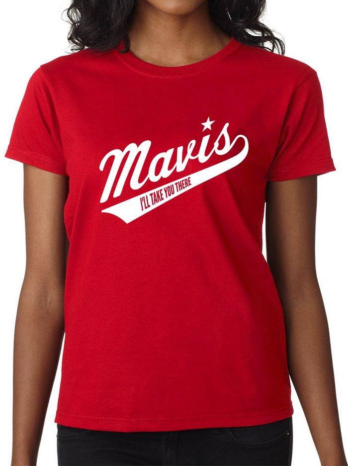 Women's Mavis Staples Baseball Logo T, Red