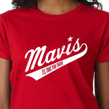 Women's Mavis Staples Baseball Logo T, Red
