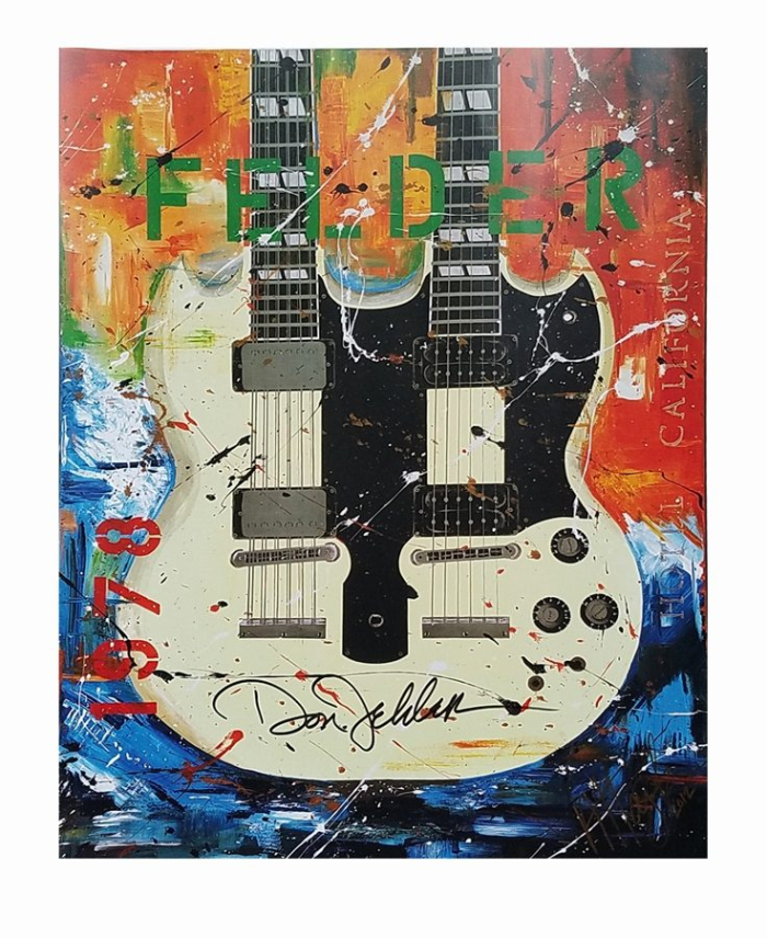 Autographed Double Neck Guitar Poster 