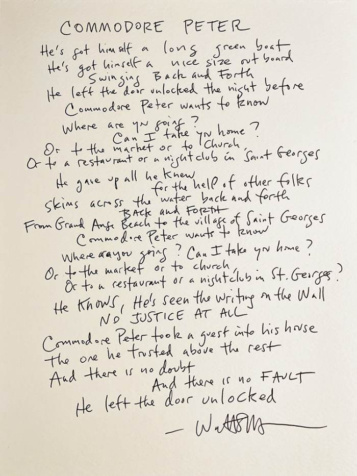 Handwritten Lyrics From Walter Salas-Humara